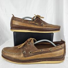 Good Condition -Some Wear On Soles -Light Scratches And Scuffs On Midsoles And Just Above Midsoles Message Me With Any Questions, Concerns, Or Offers! Brown Boat Shoes, Shoes Vintage, Vintage Shoes, Moccasins, Boat Shoes, Men's Shoes, Man Shop, How To Wear, Color