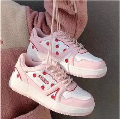 Kawaii Strawberry Sneakers Vulcanize Shoes Fashion Girl on Storenvy Cottagecore Shoes, Sepatu Platform, Autumn Basket, Female Sneakers, Dr Shoes, Kawaii Shoes, Platform Flats, Cute Sneakers, Sport Shoes Women