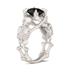 Gothic Jewelry Rings, Skeleton Ring, Skull Wedding Ring, Skull Engagement Ring, Sterling Silver Skull Rings, Horn Pendant Necklace, Skull Wedding, Silver Skull Ring, Bone Jewelry