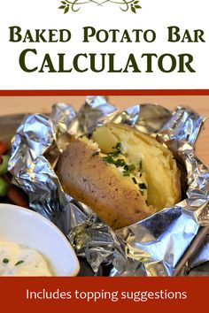 baked potato bar calculator recipe with text overlay