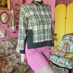 Cozy Plaid Nine West Pullover Sweater. Labeled Size L, Fits S-L. Bust: Up To 44” Fabric Is 100% Acrylic. Feels Soft & Fuzzy. Has A Low Turtleneck And 1 Slit On Either Side Of The Bottom Of The Sweater. White & Hunter Green Hues With Some Neon Yellow Lines. S S ! Add To Cart To See Shipping Cost. Ask For International. Pullover #New With Tags Kohl’s #Pullover B4 Yellow Line, Sweater White, Hunter Green, Neon Yellow, Label Sizes, Nine West, Pullover Sweater, Yellow White, Pullover Sweaters