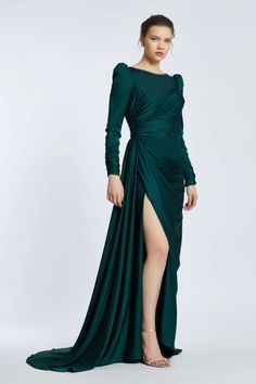 Elegant & classy, the Roya gown is an on-point sparkly long sleeves with fall off shoulder straps, featuring a tie waist belt with embellished finishing. Features: Embroidered long sleeves Fully modest fit Floor Length Back zipper closure Sparkly embellished waist tie. Emerald Gown, Rosé Summer, Modest Fits, Bride Groom Dress, Quality Dresses, Dress Measurements, Groom Dress, Waist Belt, Waist Tie