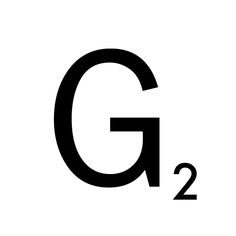 the letter g2 is shown in black and white