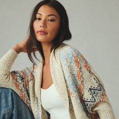 Jacquard Cocoon Cardigan Sweater Anthropologie Fall, Cocoon Sweater, Cocoon Cardigan, Sweater Collection, Clothing Brands, Iconic Women, Boho Blouses, Crochet Cardigan, Wool Cardigan