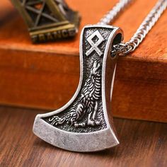 Men's Viking Axe Rune Wolf Raven Amulet Pendant Punk Biker Necklace Chain 24" | eBay Nordic Vikings, Viking Necklace, Daily Jewelry, Retro Jewelry, Viking Jewelry, Men's Necklace, Fashion 2018, Necklace Chain, Amazing Jewelry