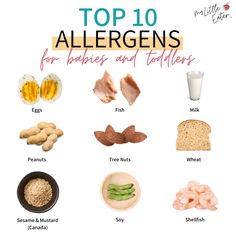 top 10 allergens for babies and toddlers with pictures of their food