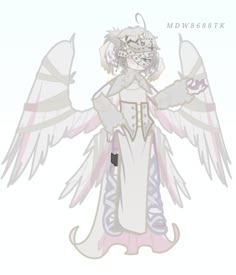 a drawing of an angel with white wings