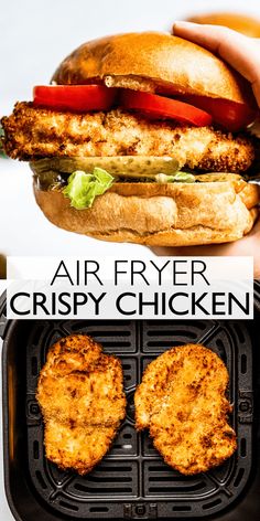 air fryer crispy chicken on the grill with tomatoes and lettuce in it