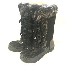 Sporto, Brand New Never Worn Winter Boots With Faux Fur These Sporto Boots Have A Round Toe And 1.00 Inch Heel. The Boot Shaft Measures Approximately 10.50 Inches (26.67 Cm) Tall And Has An Opening Of 15.00 Inches (38.10 Cm). Black Outdoor Boots With Faux Fur Lining, Black Boots With Faux Fur Lining For Outdoor, Black Ankle Boots For Cold Weather, Black Lace-up Boots Medium Width For Winter, Black Boots With Faux Fur Lining And Round Toe, Black Ankle Boots With Faux Fur Lining, Black Casual Boots With Faux Fur Trim, Black Ankle Boots With Faux Fur Trim, Winter Black Boots With Faux Fur Trim