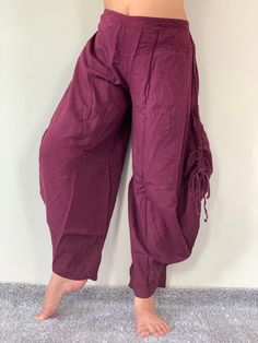 "Cotton Soft Rope Pants, Lady Pants, Light Weight Women Pants If you are looking for some pants that you can wear everywhere, comfortable, relax and Easy to wear. Cotton Soft Pants is Answer!! Nice gift for yourself or your lover Approx. Measurements: Waist 40\" Length 37\" Hip 48\" Inseam 28\" Ankle 12\" FRONT RISE: Measure from the center of the crotch to the top of the waist = 11\" - Condition: Brand new without tags. 100% Cotton - Made in Thailand Shipping & Handling * Parcels will be sh Comfortable Yoga Bottoms With Pockets, Comfortable Full-length Harem Pants With Pockets, Yoga Long Pants With Pockets, Solid Tapered Leg Yoga Pants, Comfortable Solid Color Ankle-length Harem Pants, Comfortable Baggy Trousers, Baggy Comfortable Trousers, Wide Leg Cargo Pants For Yoga, Wide Leg Cargo Pants For Yoga With Pockets