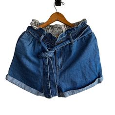 Wishlist High Waisted Paper Bag Belted Jean Shorts Nwt Color: Blue Size: M Material: Cotton/Polyester Waist: 14.5” Length From Top Of Waist: 14.5” Inseam: 2.5” Length Of Leg Opening: 12.5” (Measurements Taken With Garment Laid Flat) Chic Denim Blue Bottoms With Paperbag Waist, Blue Paperbag Waist Bottoms With Belt Loops, Blue Paperbag Waist Bottoms For Spring, Summer Denim Paperbag Waist Shorts, Spring Denim Shorts With Paperbag Waist, Denim Paperbag Waist Bottoms For Summer, Trendy Paperbag Waist Bottoms For Vacation, Denim Blue Paperbag Waist Bottoms For Summer, Summer Denim Blue Paperbag Waist Bottoms