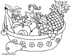 a basket full of fruits and vegetables coloring pages for kids printable fruit bowl coloring page