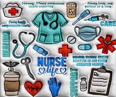 nurse sticker sheet with medical symbols