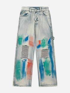 TALISHKO - Hip Pop Graffiti Distressed Jeans Blue Ripped Cotton Cargo Jeans, Trendy Ripped Blue Cargo Jeans, Trendy Blue Ripped Cargo Jeans, Trendy Distressed Blue Cargo Jeans, Trendy Blue Distressed Cargo Jeans, Trendy Summer Cargo Jeans For Streetwear, Ripped Cargo Jeans For Streetwear, Urban Blue Jeans For Streetwear, Trendy Blue Cargo Jeans For Streetwear