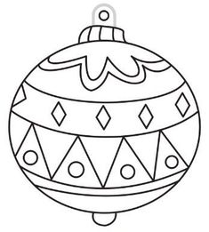 a black and white christmas ornament with geometric designs on the top, hanging from a