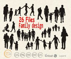 silhouettes of people walking and holding hands, with the words 26 files family design