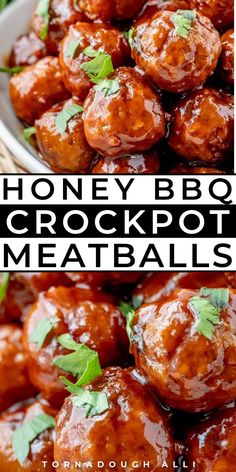 Whip up these quick and easy honey BBQ Crockpot meatballs using minimal ingredients! This is one of the best party appetizers to feed a crowd. This is a fun easy go-to recipe that is so versatile. Make these for your next get-together, potluck, or party! Save this amazing appetizer recipe!