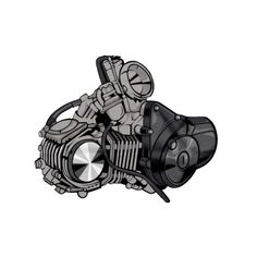 a drawing of a motorcycle engine on a white background