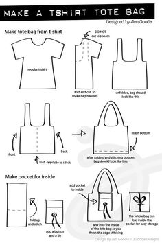 how to make a t - shirt tote bag with the instructions for making it