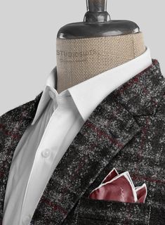 Infuse an extra dose of charm into your appearance with our Italian Jansa Boucle Wool Jacket. Crafted from pure wool, it showcases a sumptuous pattern with striking red lines. This jacket keeps you warm and cozy while prioritizing your natural comfort. Whether you're heading to a party or a formal meeting where making a lasting impression is vital, this jacket will work its enchantment.   An elusive unique piece from our Red Carpet Collection. 
  Look features a 2 button jacket with notch lapels Button Jacket, Jacket Buttons, Textured Fabric, Black Button, Wool Jacket, Warm And Cozy, Red Carpet, Unique Pieces, Yarn