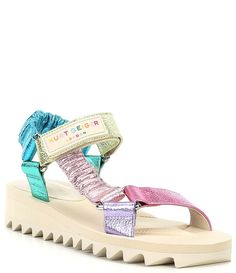 Kurt Geiger London Orion Metallic Rainbow Platform Sport Sandals | Dillard's Multicolor Strap Sandals For Spring, Spring Multicolor Adjustable Sport Sandals, Adjustable Multicolor Sport Sandals For Spring, Trendy Rainbow Synthetic Sandals, Multicolor Flat Platform Sandals, Kurt Geiger Sandals, Rainbow Kurt Geiger Bag, Rainbow Platforms, Strap Wedge