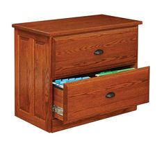 two drawers are open on each side of the cabinet, and one drawer is closed