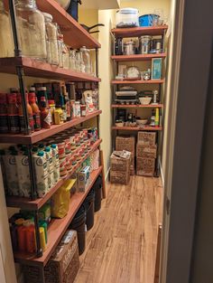 the pantry is stocked with all kinds of food