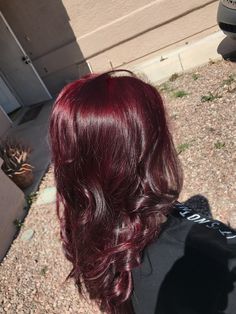 Wine Red Peekaboo Hair, Peek A Boo Color Curly Hair, Top Hair Dyed, Red Hair With No Bleach, Small Red Highlights In Brown Hair, Cool Red Hair Ideas, Butterfly Haircut Dyed Hair, Red Dye On Dark Hair, Red Wine Color Hair