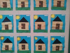 a bulletin board with pictures of houses on it