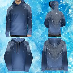 This comfy unisex hoodie has a soft outside with a vibrant print and an even softer brushed fleece inside. The hoodie has a relaxed fit, and it's perfect for wrapping yourself into on a chilly evening. * 95% recycled polyester, 5% spandex * Fabric weight (may vary by 5 9.08 oz./yd.² (308 g/m²) * Soft cotton-feel fabric face * Brushed fleece fabric inside * Double-lined hood with design on both sides * Unisex style * Comes with drawstrings * Overlock seams This product is made especially for you as soon as you place an order, which is why it takes us a bit longer to deliver it to you. Making products on demand instead of in bulk helps reduce overproduction, so thank you for making thoughtful purchasing decisions! Casual Hoodie For Winter Sports, Blue Fleece Hoodie For Winter, Blue Hoodie With Drawstring For Cold Weather, Winter Sports Hoodie With Double-lined Hood, Long Sleeve Hoodie With Double-lined Hood For Winter Sports, Winter Fleece Hoodie With Crew Neck, Winter Fleece Crew Neck Hoodie, Winter Hoodie With Drawstring Hood And Crew Neck, Winter Crew Neck Hoodie With Drawstring