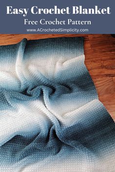 an easy crochet blanket is shown on the floor