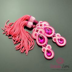 Very Long Pink Fuchsia Tassel Earrings, Pink Boho Earrings, Dangle Soutache Earrings, Long Pink Tassel Earrings, Orecchini Soutache, Clip-on by OzdobyZiemi on Etsy Earrings With Tassels, Earrings For Wedding, Pink Tassel Earrings, Bridal Clip, Smart Jewelry, Boho Crystal, Toho Beads, Hippie Earrings, Soutache Earrings