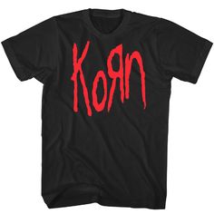 PRICES MAY VARY. Rock your look in Korn apparel! Elevate your style with comfortable and cool designs inspired by the epic nu-metal band. Mosh on and make a statement YEP, IT'S OFFICIAL! Our cool graphic t shirts are 100% authentic and officially licensed. These super comfy tees are designed and printed in the USA by 2Bhip, a leader in high-quality retro, vintage style apparel since 1994 HIGH QUALITY CLOTHES, COMFY & COOL 100% cotton soft short sleeve, crewneck, t shirt for men, women, unisex. P Celebrity Street Style Casual, Black And Red Graphic Tee, Korn Logo, Korn Shirt, Clothes Comfy, Pump Up The Volume, Emo Shirts, Emo Clothes, Wink Wink