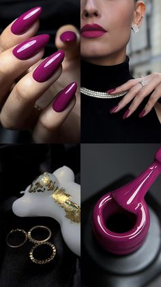 Autumn 23 Nail Trends, Gel Nails For Autumn, Pink Nails Autumn, Mauve Winter Nails, Autumn Winter Nails 2024, Nail Art Dark Pink, Fall Pink Nail Designs, Autumn Nails Pink, Dark Pink Gel Nails