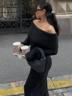 Tavimart Solid Elegant Off Shoulder Women Knitted Midi Dress Fashion Long Sleeve Bodycon Dresses Autumn Lady Chic Party Club Robes Knitted Mini Sweater Dress For Party, Knitted Mini Dress For Party, Knitted Party Dress Mini Length, Winter Party Knitted Dress, Knitted Midi Length Party Dresses, Knitted Long Sleeve Mini Dress For Party, Long Sleeve Knitted Sweater Dress For Party, Party Long Sleeve Knitted Sweater Dress, Chic Knitted Party Dresses