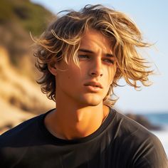 Relaxed Surfer Waves Surf Hair Styles, Boys Surfer Haircut, Long Messy Hair, Messy Hair Boy, Medium Shaggy Hairstyles, Soccer Hair