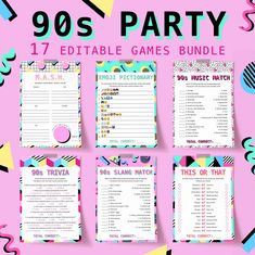 the 90's party printable game bundle