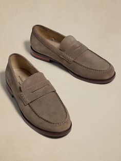 Classic Suede Penny Loafer | Banana Republic Factory Classic Suede Loafers With Cushioned Footbed, Penny Loafer, Banana Republic Factory, Penny Loafers, Timeless Classic, Tan Brown, Loafer Shoes, Breathable Fabric, Penny