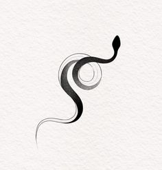 a black and white drawing of a snake on a white paper with the letter s in it