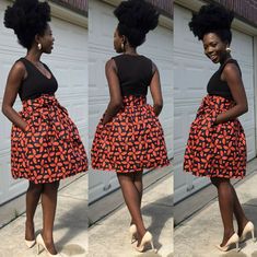 African Women Orange And Black Ankara Print Knee Length Skirt. Multi Color Vibrant Print. Pleated Handmade Skirt With Side Pocket And Belt Made With Polycotton Fabric. Length Is 24 Inches Sizes Size 4; Waist 28" Size 6; Waist 30" Size 8; Waist 32" Size 10"; Waist 34" Size 12; Waist 36" Size 14; Waist 38" Size 16; Waist 40" Size 18, Waist 42" Size 20; Waist 44" Chic Knee-length Orange Skirt, Chic Orange Knee-length Skirt, Orange Full Pleated Skirt, Orange Pleated Full Skirt, African Tops For Women, Womens Distressed Jeans, Satin Pencil Skirt, Vintage Floral Skirt, African Tops