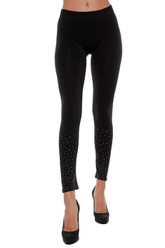 PRICES MAY VARY. US Size Missy Fit: Womens fashion leggings are sized as M/L. We recommend taking your measurements and using our size chart before buying rhinestone leggings featuring sparkly rhinestones around the lower legs of these ladies legging pants. Model is 5’11” wearing a Small womens black dressy leggings Returns: Free within 30 days for black leggings women in original condition, with tags attached, unworn, odor free, and unwashed Features: Soft leggings for women are made of a silky Womens Fashion Leggings, Rhinestone Leggings, Going Out Outfits For Women, Sparkly Leggings, Dressy Leggings, Tunics With Leggings, Ladies Pants, Trendy Leggings, Pants Model