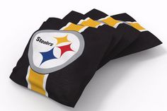 three black and yellow pittsburgh football napkins on top of each other, one with the pittsburgh logo