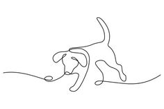 a continuous line drawing of a dog