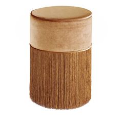 a round stool with fringes on it