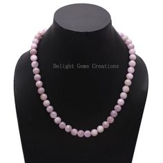 Product Details : Item Code : DGC2805Gemstone Name :  KUNZITEChain Style : BEADEDBeads Shape : SMOOTH ROUNDBeads Size :  9 MM ApproxLength : 18" Inch ApproxWeight : 270 Cts. ApproxCustomization : **Available**Please Feel Free To Contact If You Have Any Query.