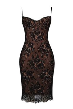 Feel the stretch of this dress with its slim silhouette and spaghetti straps, ready to make a statement at any club party. The lace print adds a touch of boldness, while the zipper and mid-calf length give it just the right amount of edginess. Made with Spandex and mesh, this dress is perfect for the spring/summer season. Dare to wear this dress and show off your natural waistline, with its sleeveless design and boat neckline for added adventure. Time to conquer the dance floor with this medium- Fitted Corset Dress With Lace Patchwork For Night Out, Fitted Strapless Dress With Lace Patchwork, Strapless Fitted Dress With Lace Patchwork, Black Lace Mini Dress With Fitted Bodice, Black Lace Corset Dress For Date Night, Black Lace Mini Dress With Sweetheart Neckline, Black Lace Strapless Corset Dress, Black Spaghetti Strap Dress With Lace Closure, Black Lace Dress With Spaghetti Straps