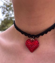 Our beautiful Corazonzito Rojo Choker Necklace really stands out grabbing your attention with its beautiful sparkling stones, that shimmer from every angle. The perfect accessory to any outfit. She is made with Preciosa Flatback stones in Light Siam 12ss and 7ss, front and back full heart. She is attached to a thin lace material choker with a 2 inch extension. Lace Material, Choker Necklaces, Halloween Shopping, Necklace Etsy, Choker, Choker Necklace, Wedding Gifts, Beauty Book, Jewelry Necklaces