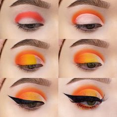 Mickey Makeup, Fall Makeup Ideas, Makeup Ideas Halloween, Halloween Eyeshadow, Thanksgiving Makeup, Vampire Bride, Makeup Pictorial, Orange Makeup