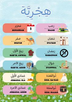 an arabic poster with the names of different countries and their animals in english, arabic, and