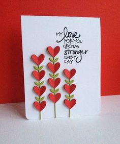 a card with red hearts on it and the words, i love you more than strong every day